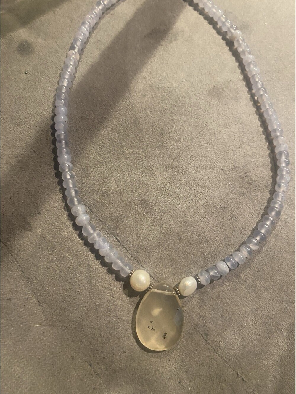 Pearl And Aquamarine Sterling Beaded Necklace